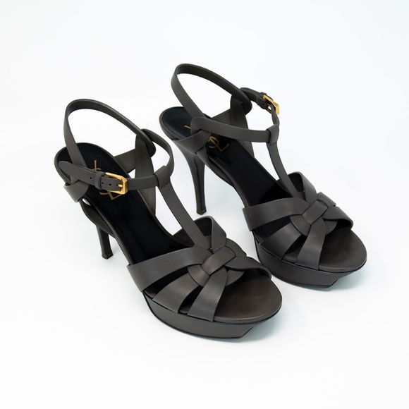 Saint Laurent YSL Tribute Sandals Size 39 Grey - Picture 2 of 7